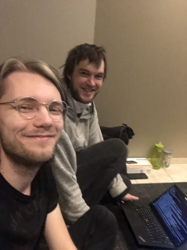 forest and i on the floor, on our computas